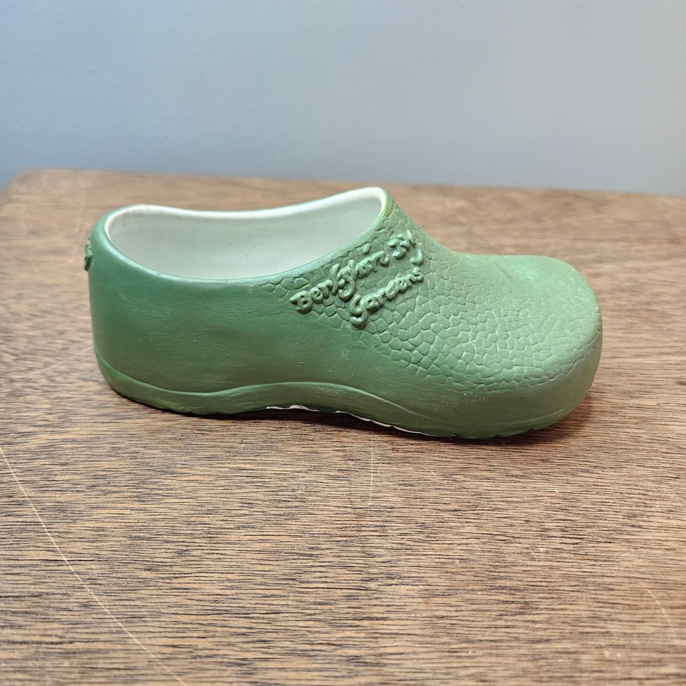 Berkshire Ivy Gardens Green Ceramic Clog Garden Shoe Planter Trinket Dish